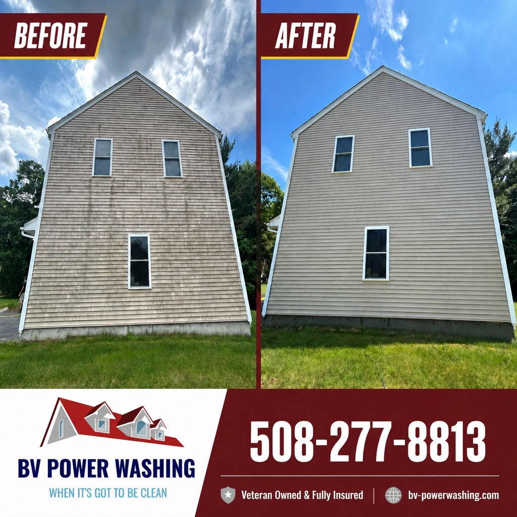 End-of-summer exterior cleaning special graphic with BV PowerWashing website CTA