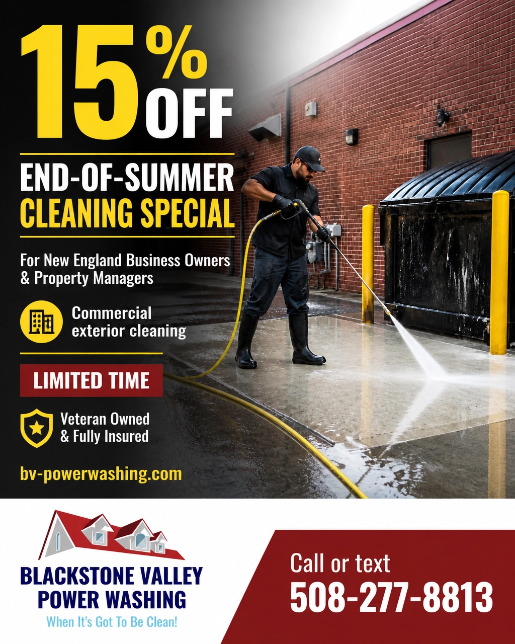 End-of-summer cleaning special graphic for New England business owners and property managers